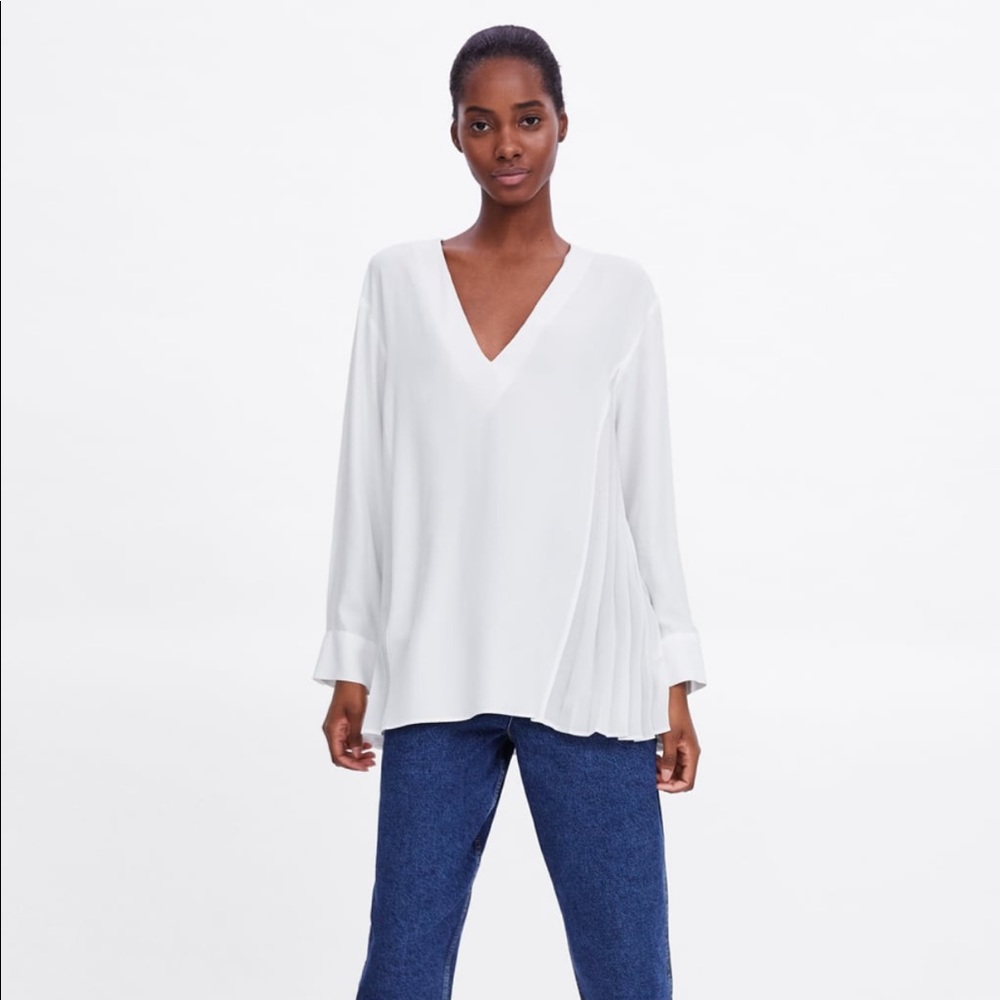 ZARA oversized white blouse